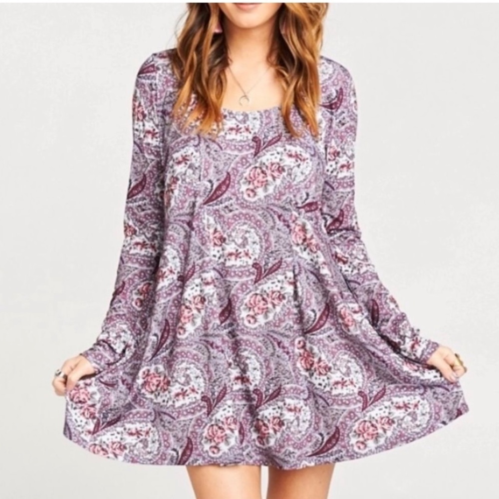 Show Me Your‎ MuMu Sloane Tea Time Rose paisley long sleeve tunic dress Size M